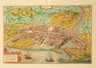 Mapa Rimini z miast świata autorstwa Georga Braun autorstwa Georg Braun and Hogenberg Franz