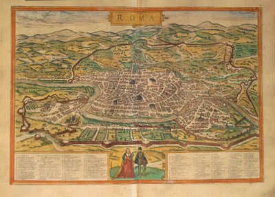 Mapa Rzymu z II wojny światowej autorstwa Georga Braun autorstwa Georg Braun and Hogenberg Franz