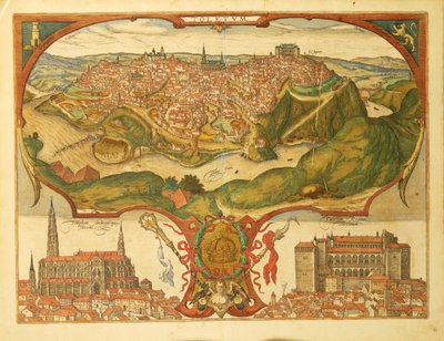 Mapa Toledo z Miast Świata autorstwa Georga Braun autorstwa Georg Braun and Hogenberg Franz