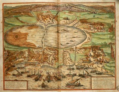 Mapa Tunisu w Tunezji z miasta świata autorstwa Georga Brauna i Franza Hogenberga, rycina autorstwa Georg Braun and Hogenberg Franz