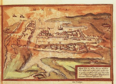 Mapa wyspy Malty autorstwa Georga Braun autorstwa Georg Braun and Hogenberg Franz