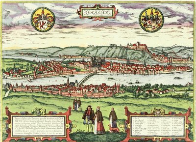 Passau, Niemcy autorstwa Georg and Hogenberg Franz (1535 90) Braun
