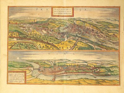 Praga i Cheb, Eger z Miast Świata Georga Braun autorstwa Georg Braun and Hogenberg Franz