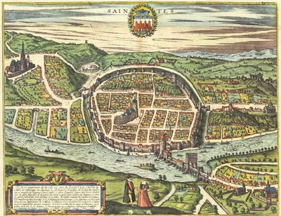 Saintes, Francja autorstwa Georg and Hogenberg Franz (1535 90) Braun