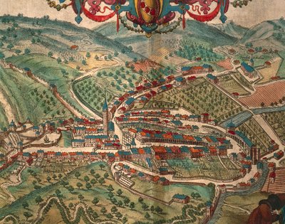 Serravalle Scrivia z Miast świata autorstwa Georga Braun autorstwa Georg Braun and Hogenberg Franz