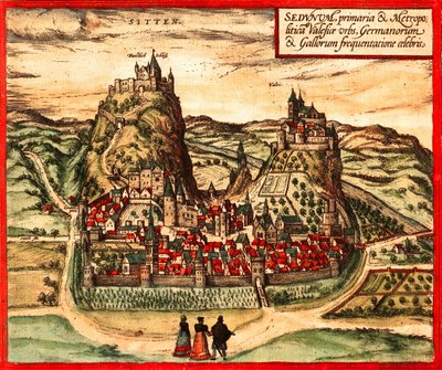 Sion, Szwajcaria autorstwa Georg and Hogenberg Franz (1535 90) Braun