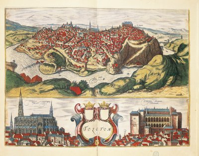 Hiszpania, Toledo, miasto Toledo z Civitates Orbis Terrarum autorstwa Georga Brauna i Franza Hogenberga, rycina autorstwa Georg Braun and Hogenberg Franz