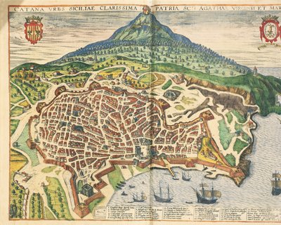 Miasto Katania, z Miast świata autorstwa Georga Braun autorstwa Georg Braun and Hogenberg Franz