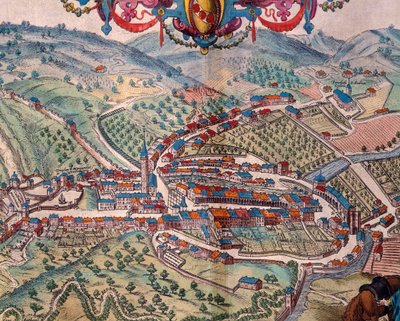 Widok Serravalle Scrivia, Georg Braun i Franz Hogenberg autorstwa Georg Braun and Hogenberg Franz