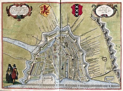 Amsterdam, Holandia (grawerowanie autorstwa Georg Braun and Hogenberg Franz