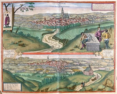 Caslav (Bohema) i Chomutov, Czechy (grafika) autorstwa Georg Braun and Hogenberg Franz