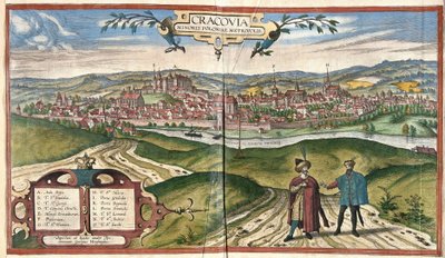 Kraków, Polska (grafika autorstwa Georg Braun and Hogenberg Franz