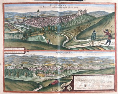 Eisenstadt i Mannersdorf am Leithagebirge, Austria (grawerowanie autorstwa Georg Braun and Hogenberg Franz