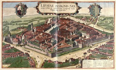 Lipsk, Saksonia, Niemcy (Grawerowanie autorstwa Georg Braun and Hogenberg Franz