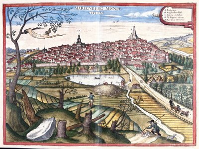 Marienberg, Saksonia, Niemcy (grawerowanie autorstwa Georg Braun and Hogenberg Franz