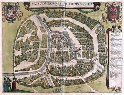 Moskwa, Rosja (grawerowanie autorstwa Georg Braun and Hogenberg Franz
