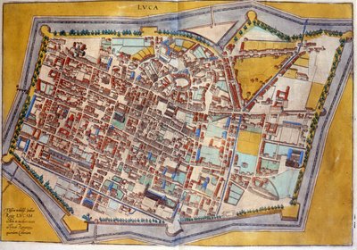 Plan de Lucques en 1585. Atlas de Braun i Hogenberg. autorstwa Georg Braun and Hogenberg Franz