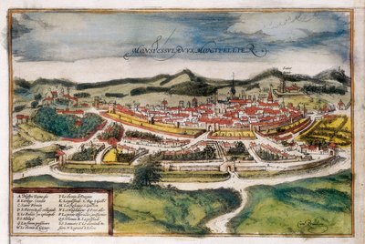 Plan miasta Montpellier autorstwa Georg Braun and Hogenberg Franz
