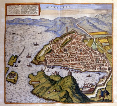 Widok Marsylii z atlasu Brauna i Hogenberga autorstwa Georg Braun and Hogenberg Franz