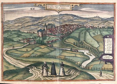 Zschopau, Saksonia, Niemcy (Grawerowanie autorstwa Georg Braun and Hogenberg Franz