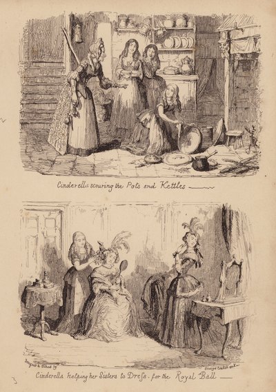 Kopciuszek i szklany pantofelek (rycina) autorstwa George (after) Cruikshank