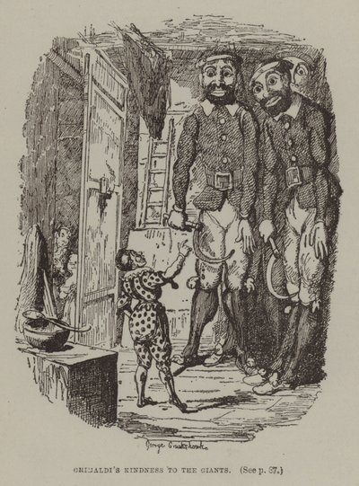 Uprzejmość Grimaldiego dla olbrzymów (rycina) autorstwa George (after) Cruikshank