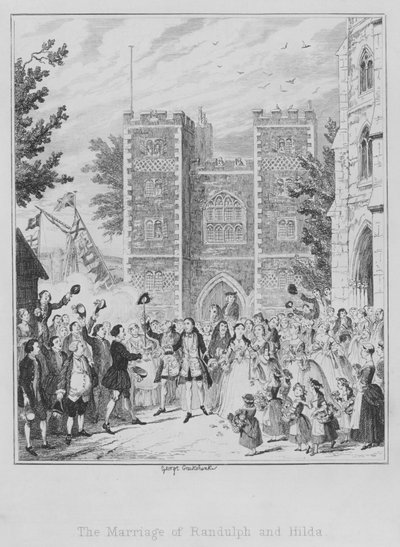 Wesele Randulpha i Hildy (rycina) autorstwa George (after) Cruikshank