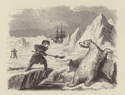 Młody Nelson zabija niedźwiedzia polarnego (rycina) autorstwa George (after) Cruikshank