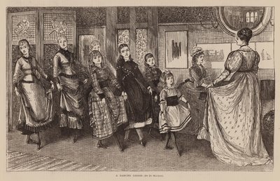 Lekcja tańca (grawerunek) autorstwa George (after) Du Maurier