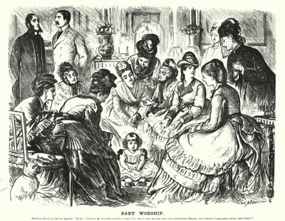Punch cartoon: Baby Worship (grawerowanie) autorstwa George (after) Du Maurier