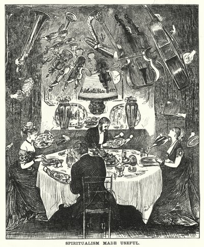 Kreskówka dziurkacza: Spirytyzm stał się użyteczny (grawerowanie) autorstwa George (after) Du Maurier