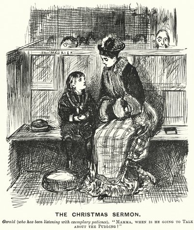 Kreskówka poncz: Kazanie bożonarodzeniowe (grawerowanie) autorstwa George (after) Du Maurier