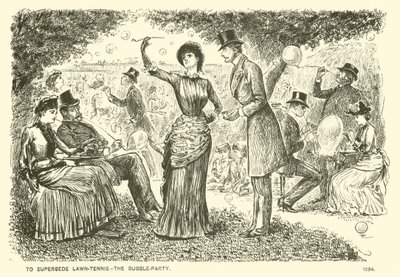 Zastąpić tenisa ziemnego - impreza z bąbelkami (grawerowanie) autorstwa George (after) Du Maurier