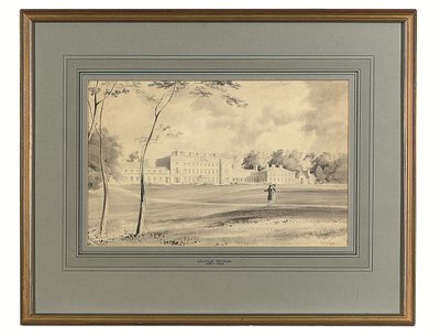 Carton House, hrabstwo Kildare, siedziba księcia Leinster (spranie ołówkiem i szarością) autorstwa George (after) Petrie