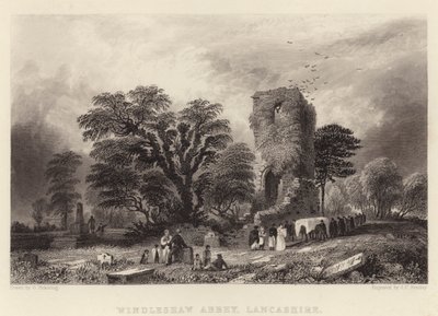Opactwo Windleshaw, Lancashire (grawerowanie) autorstwa George (after) Pickering
