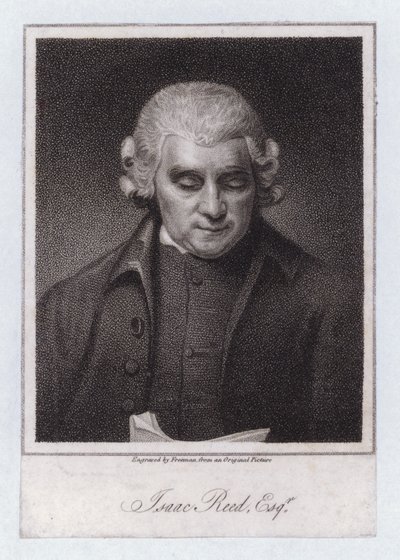Isaac Reed, angielski redaktor literacki i kolekcjoner książek (grafika) autorstwa George (after) Romney