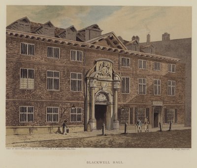 Blackwell Hall, City of London (kolor lito) autorstwa George (after) Shepherd