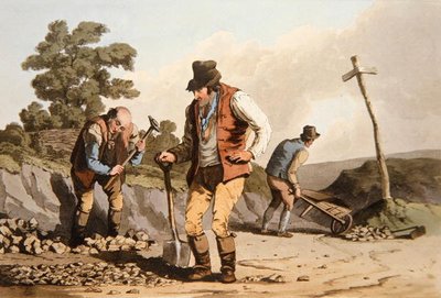 Stone Breakers, z "Kostium Yorkshire" grawerowane przez Roberta Havella (1769-1832) 1814 (kolor lito) autorstwa George (after) Walker