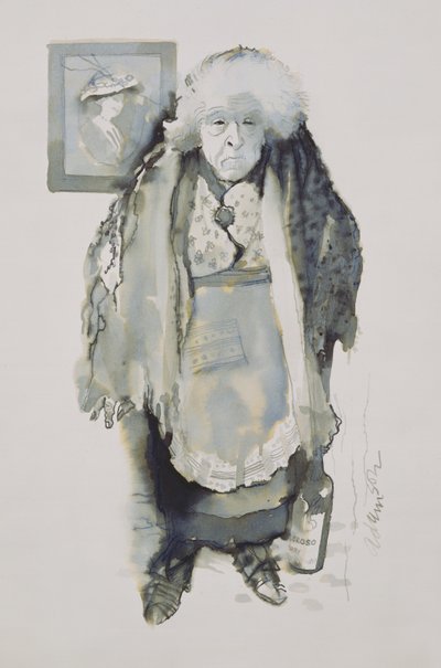 Margaret: Powinni coś zrobić, 1969 (pióro i pranie na pokładzie) autorstwa George Adamson
