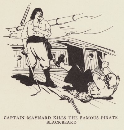 Kapitan Maynard zabija słynnego pirata Czarnobrodego autorstwa George Alfred Williams