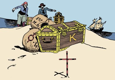 Transport skarbnika Ilustracja z „Księgi chłopca piratów i wielkich łazików morskich” George