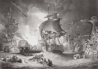 Bitwa nad Nilem, 1 sierpnia 1798, z „Illustrations of English and Scottish History” Tom II autorstwa George Arnald