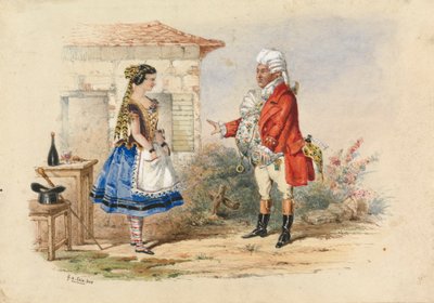 Adina i dr Dulcamara, Scena z Napoju miłosnego Donizettiego autorstwa George Augustus Sala