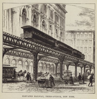 Podwyższona kolej, Third-Avenue, Nowy Jork autorstwa George Augustus Sala