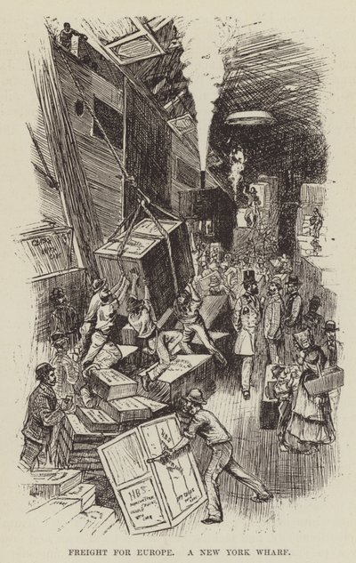Fracht dla Europy, A New York Wharf autorstwa George Augustus Sala