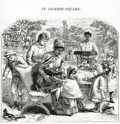 Na Jackson Square, Nowy Orlean, ilustracja z „America Revisited...” (rycina) autorstwa George Augustus Sala