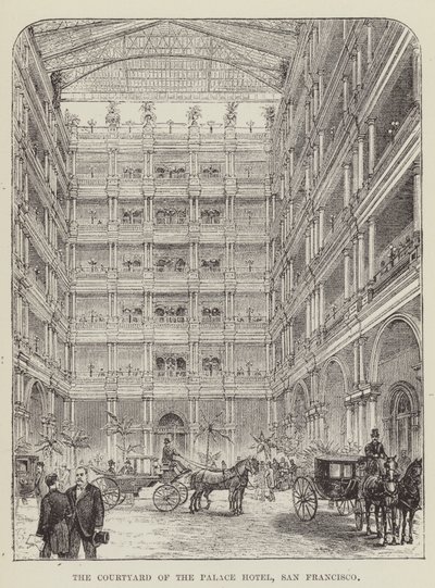 Dziedziniec hotelu Palace, San Francisco autorstwa George Augustus Sala