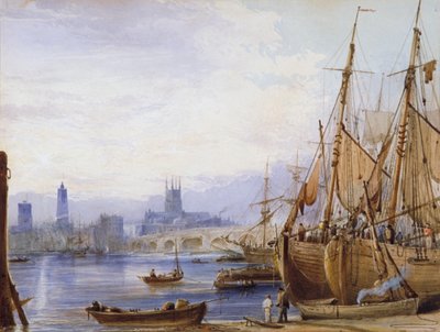 „Stary London Bridge i Southwark”, ok. 1830 r. autorstwa George B Campion