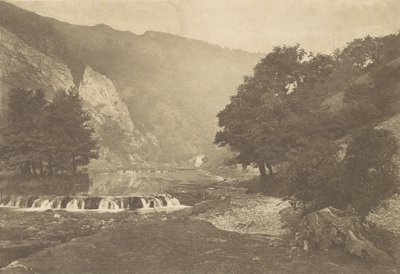 Wejście do Dove Dale, Derbyshire, lata 80. XIX wieku, druk 1888., lata 80. XIX wieku, druk 1888. autorstwa George Bankart