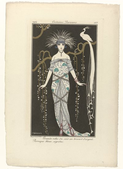 Journal des Dames et des Modes, Costumes Parisiens, 1914, nr 168: Duża suknia wieczorowa (...) autorstwa George Barbier